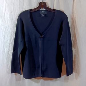 Lennie Nina Leonard Womens XL Cardigan Black Knit Open Classic Topper